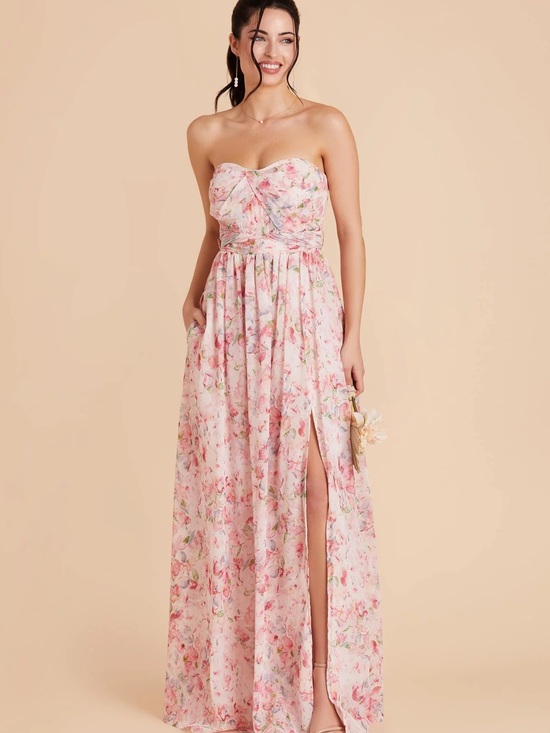 Birdy Grey Dresses & Skirts - Birdy Grey Strapless Pink Floral Maxi Gown